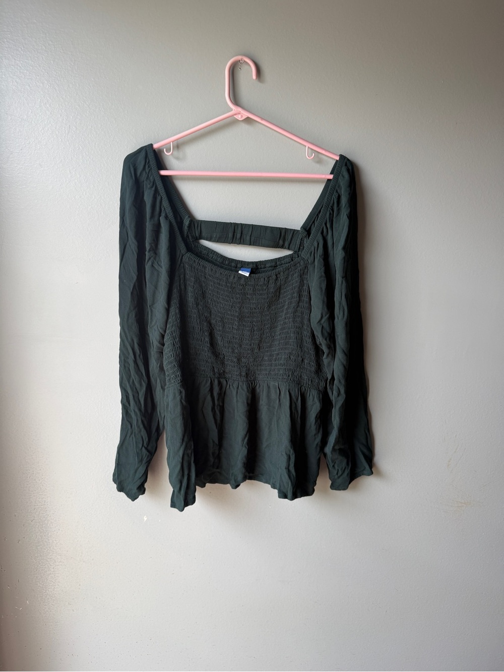 Women’s Smocked Peplum‎ Blouse Puff Sleeve Cottagecore Boho Fairy Green XXL
